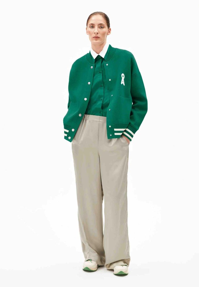 Aalison college jacket - emerald oatmilk from Brand Mission