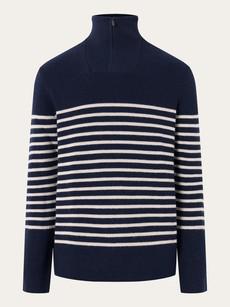 Zip merino rib knit sweater - blue stripe via Brand Mission