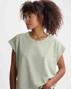 Celine striped t-shirt -pine green/off white via Brand Mission