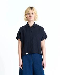 Zeel linnen blouse - navy via Brand Mission