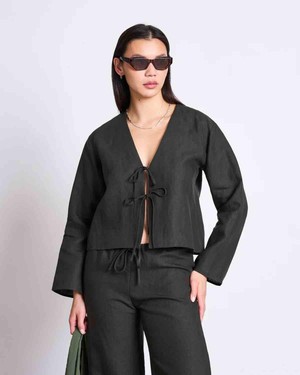 Skagen Tie blouse - dark olive from Brand Mission