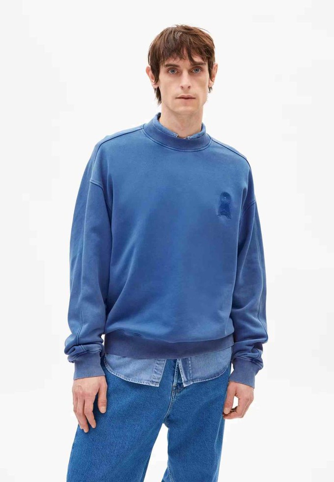 Emaal crewneck sweater - Dynamo Blue washed from Brand Mission