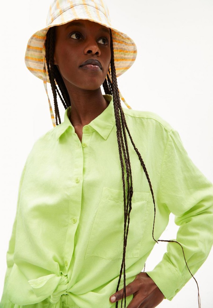 Ealgaa lino blouse - light lime from Brand Mission