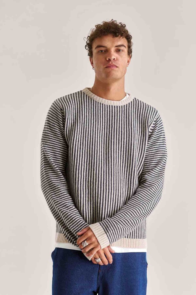 Arthur wool jumper - charcoal stripe from Brand Mission
