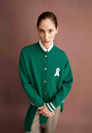 Aalison college jacket - emerald oatmilk from Brand Mission