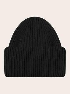 Big rib wool beanie -  black jet via Brand Mission