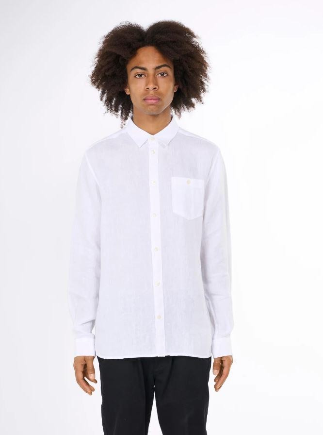 Fit linnen overhemd - Bright white from Brand Mission