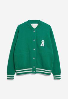 Aalison college jacket - emerald oatmilk via Brand Mission