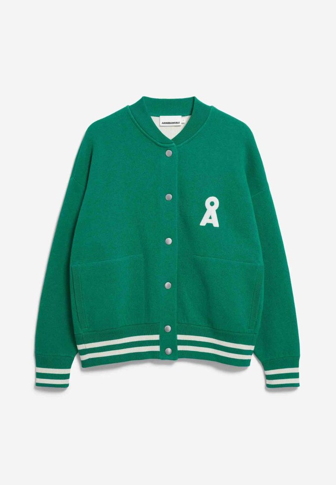Aalison college jacket - emerald oatmilk from Brand Mission