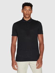 Linnen polo - black jet via Brand Mission
