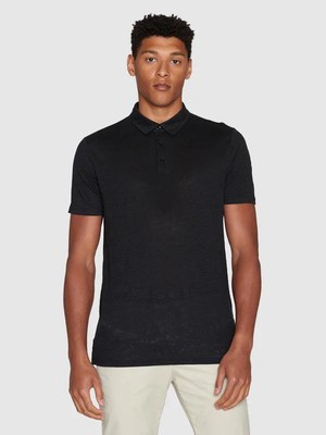 Linnen polo - black jet from Brand Mission