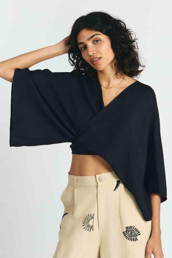 Bauta wikkelblouse - petrol blue from Brand Mission