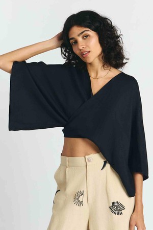 Bauta wikkelblouse - petrol blue from Brand Mission