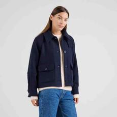 Wollen Jas Nabben Herringbone - Navy via Brand Mission