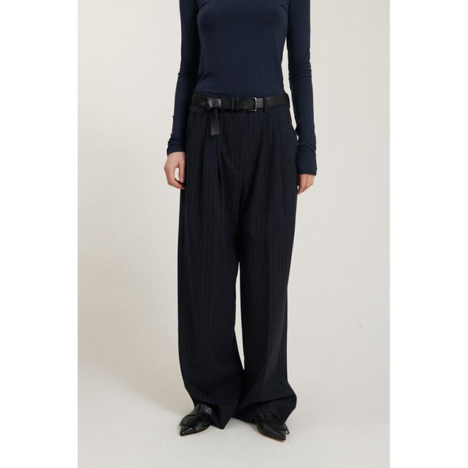 Marjorie broek - navy stripe from Brand Mission