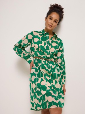 Overhemdblouse jurk - graphic dots green from Brand Mission