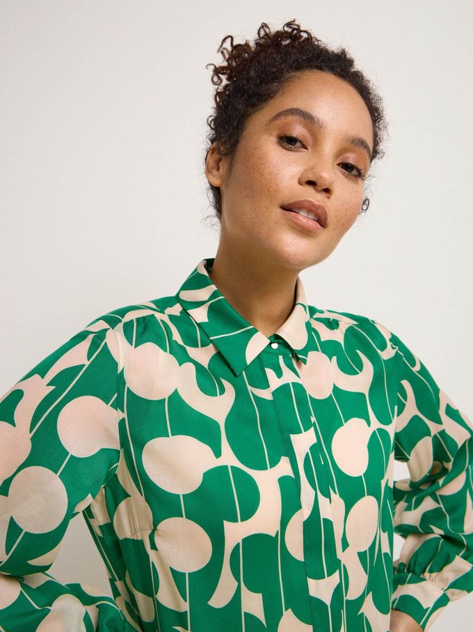 Overhemdblouse jurk - graphic dots green from Brand Mission