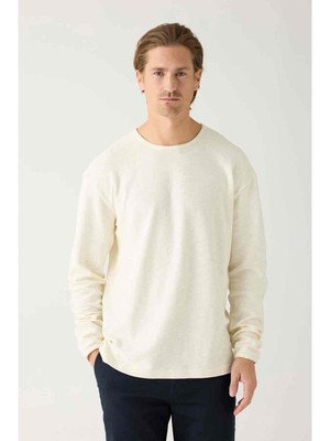 Structured slub sweater - egret from Brand Mission