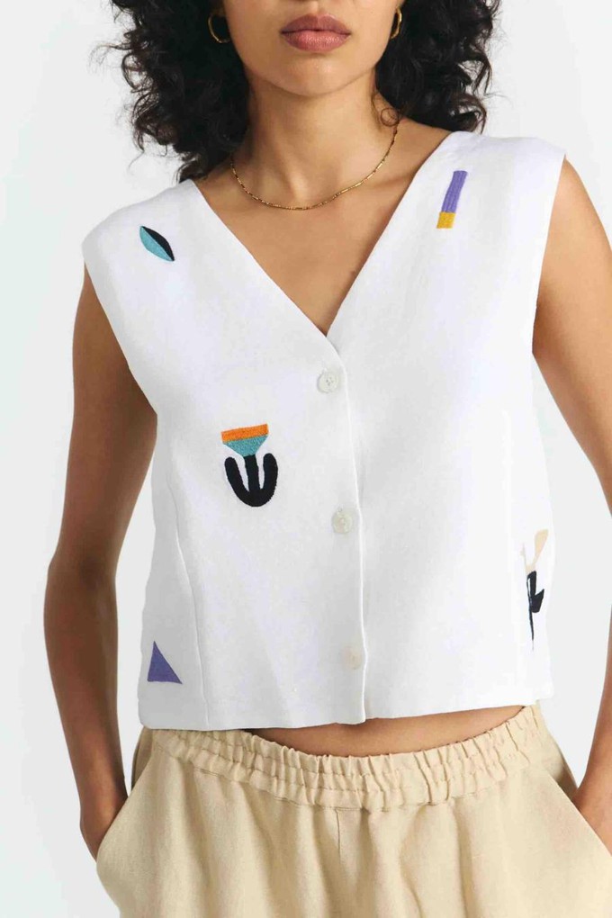 Azuah gilet embroidery - off white from Brand Mission