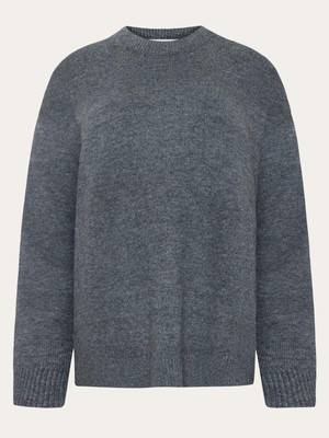 Crewneck lamswol trui - dark grey melange from Brand Mission