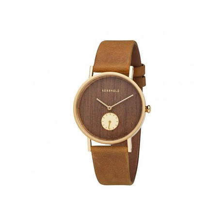 Frida horloge - walnut/mustard/gold from Brand Mission