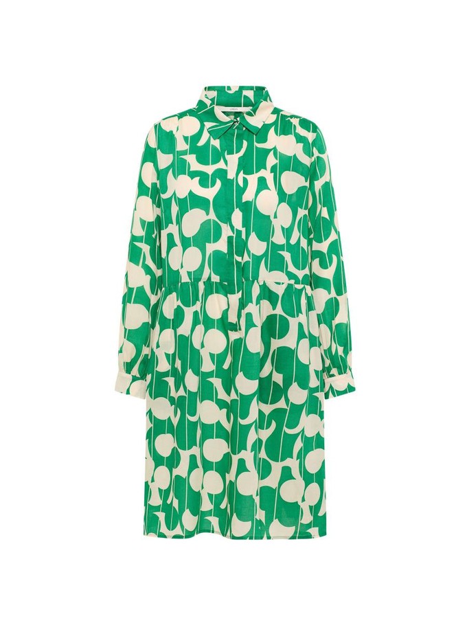 Overhemdblouse jurk - graphic dots green from Brand Mission