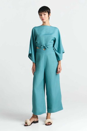 Bauta wikkelblouse - petrol blue from Brand Mission