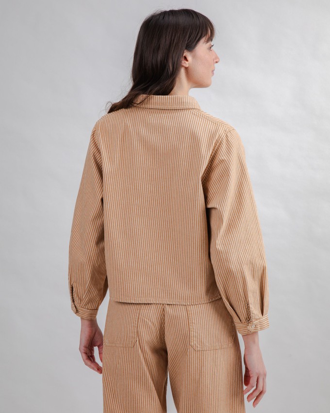 Striped Boxy Shirt Camel from Brava Fabrics