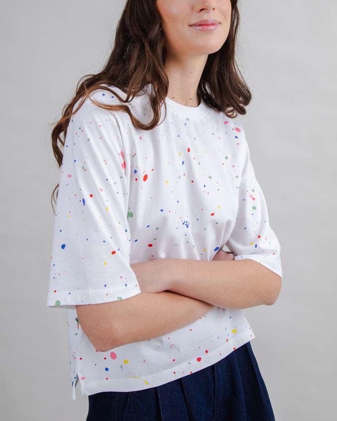 Splash Paint Squared Tee White from Brava Fabrics