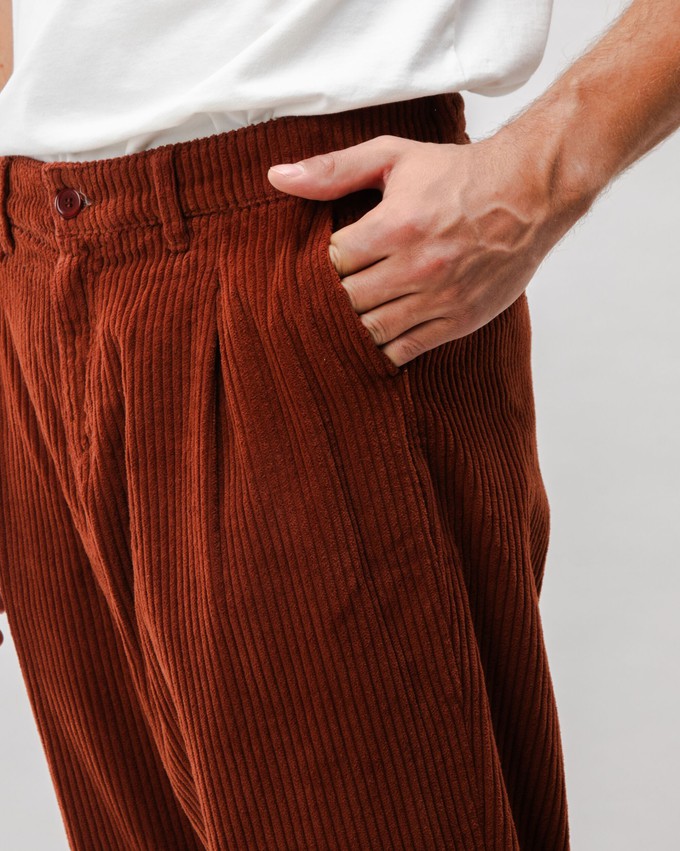 Corduroy Pleated Chino Pants Copper from Brava Fabrics