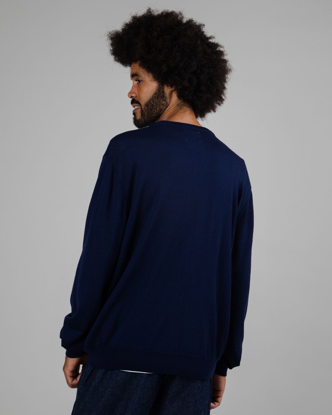 Snoopy Patch Wool Sweater Navy from Brava Fabrics