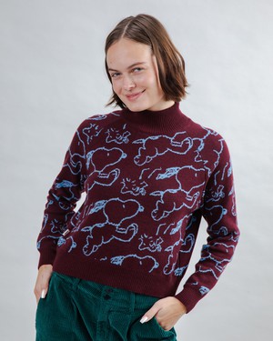 Peanuts Cropped Sweater Jacquard Chocolate from Brava Fabrics