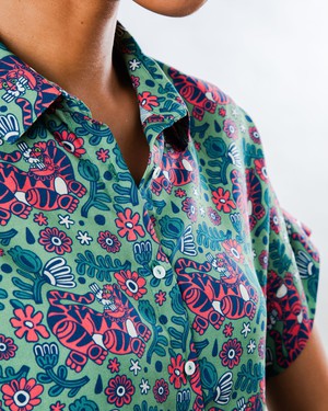 Asis Percales Tigris Batwing Blouse Light Green from Brava Fabrics