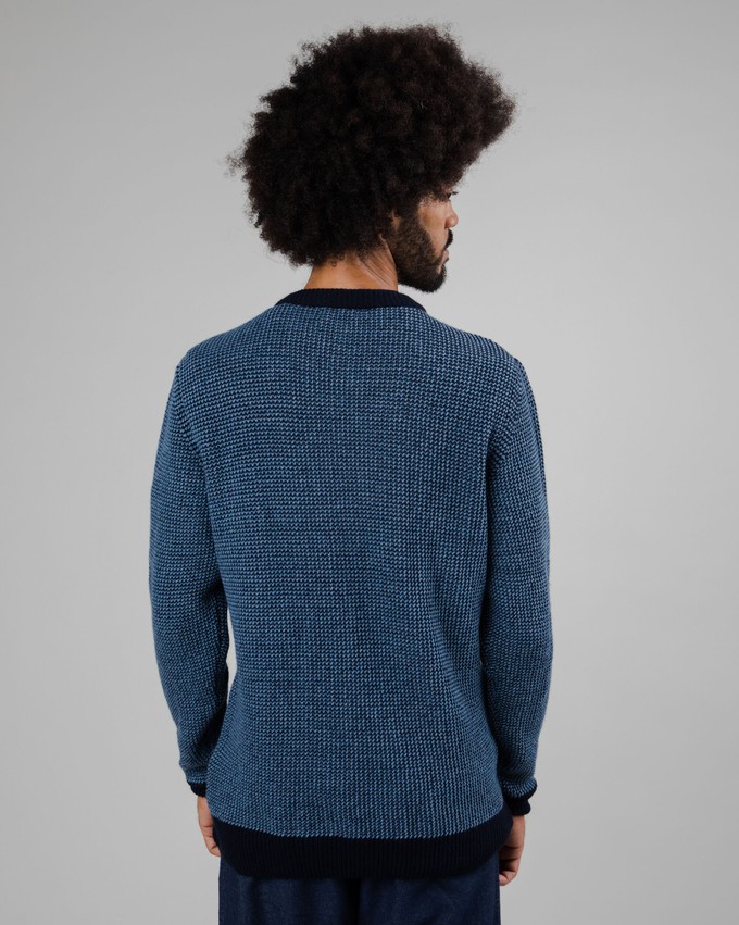 Contrast Wool Cashmere Sweater Navy from Brava Fabrics