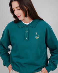 Peanuts Records Polo Sweatshirt Green via Brava Fabrics