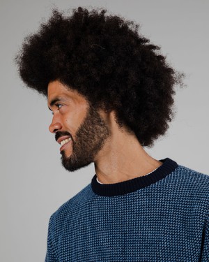Contrast Wool Cashmere Sweater Navy from Brava Fabrics