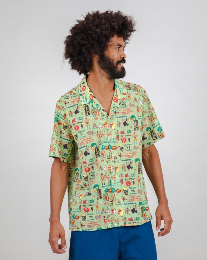 Lucha Libre Aloha Shirt from Brava Fabrics