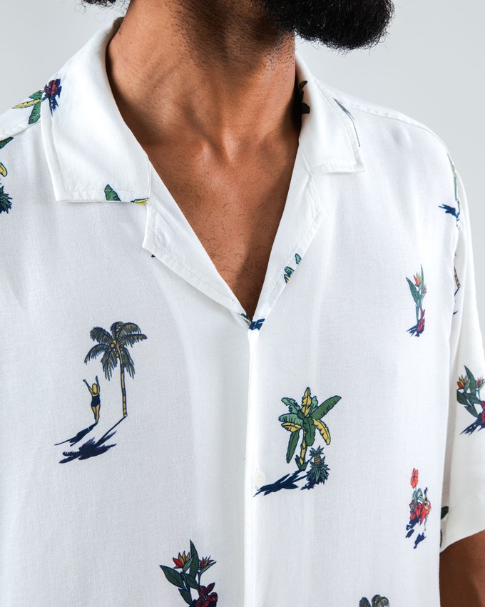 Helios Sun Aloha Shirt Ecru from Brava Fabrics