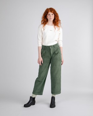 Corduroy Pleated Pants Stone Green from Brava Fabrics