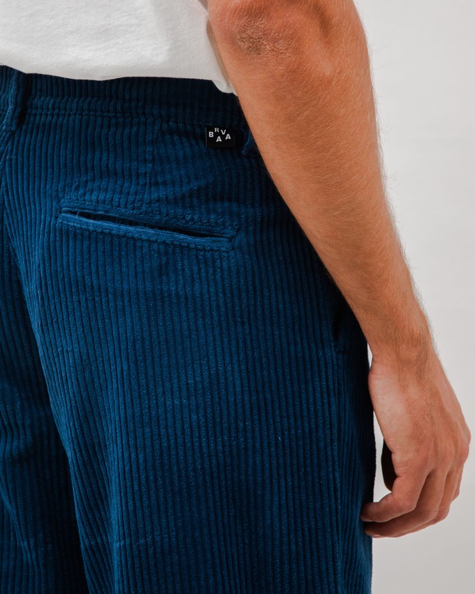 Corduroy Pleated Chino Pants Indigo from Brava Fabrics