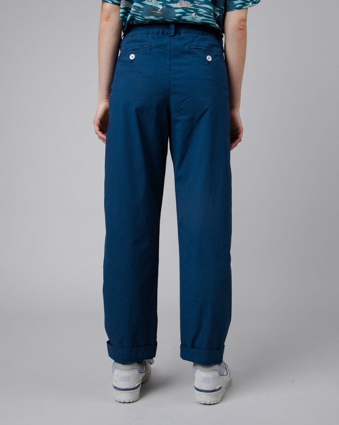 Elastic Pleated Chino Cotton Pants Navy from Brava Fabrics