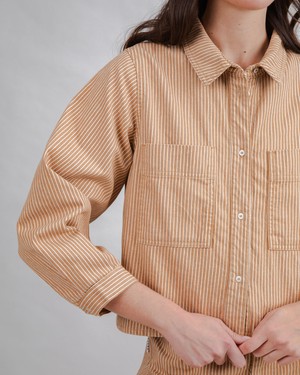 Striped Boxy Shirt Camel from Brava Fabrics