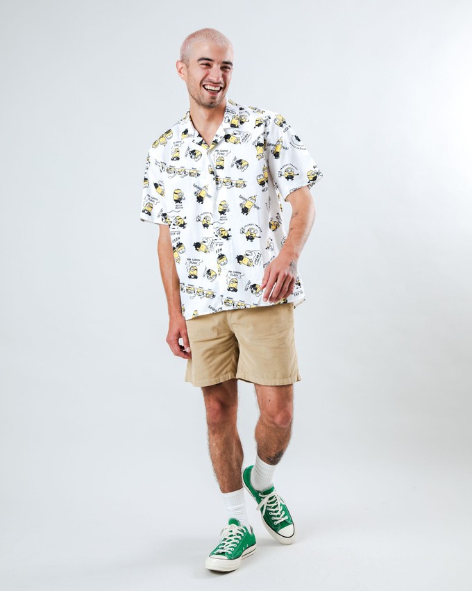 Minions Coffee Aloha Shirt Ecru from Brava Fabrics