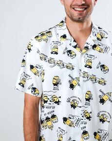 Minions Coffee Aloha Shirt Ecru via Brava Fabrics
