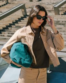 Striped Boxy Shirt Camel via Brava Fabrics