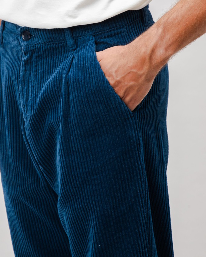 Corduroy Pleated Chino Pants Indigo from Brava Fabrics