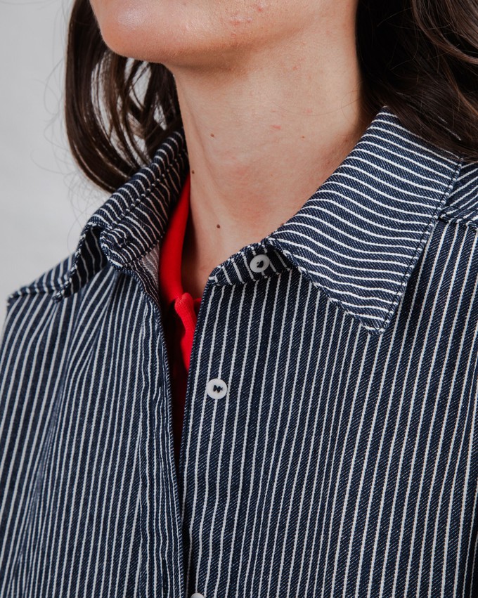 Striped Denim Long Overshirt from Brava Fabrics