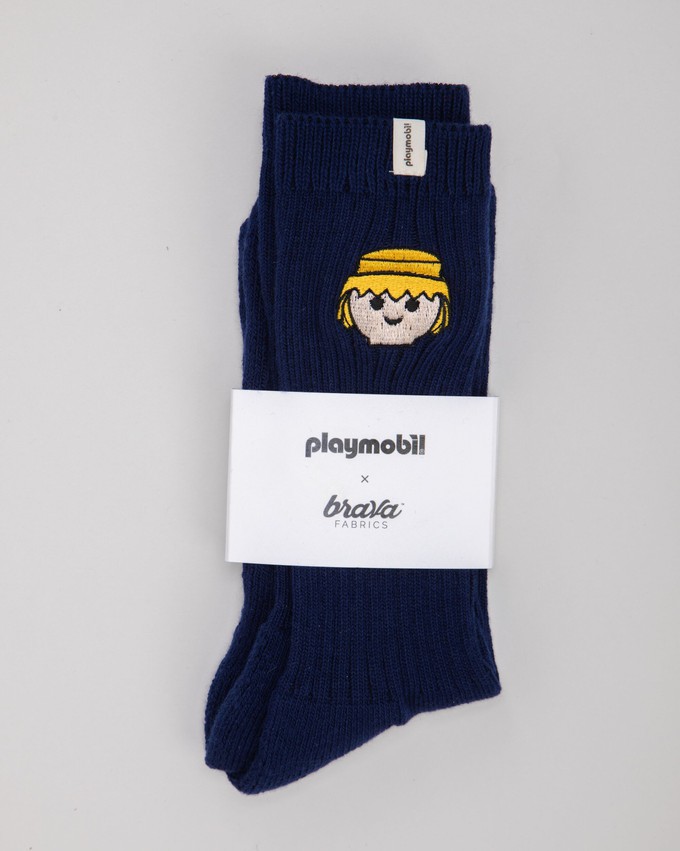 Playmobil Ribbed Socks Navy from Brava Fabrics