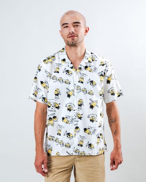 Minions Coffee Aloha Shirt Ecru from Brava Fabrics