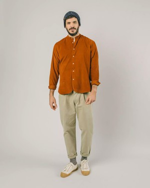 Babycord Japanese Mao Cotton Shirt Burnt Orange from Brava Fabrics